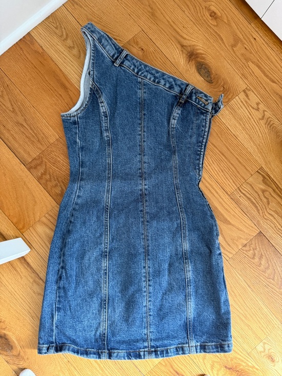 Zara Dresses & Skirts - Zara Blue One-Shoulder Denim Mini Dress